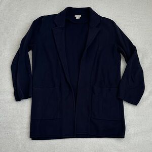 J Crew 100% Cotton Navy Long Cardigan Size Medium